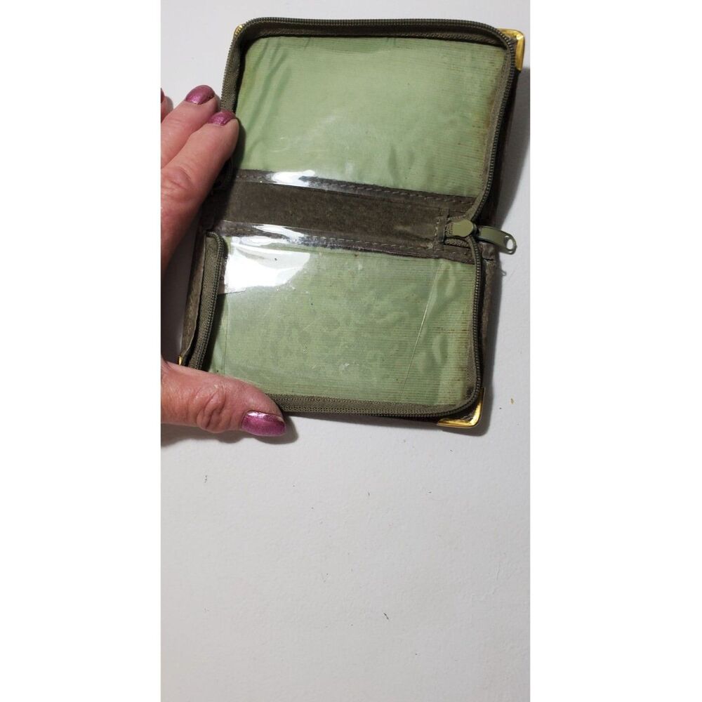 Genuine Green Suede Leather Credit Card ID Holder Wallet
